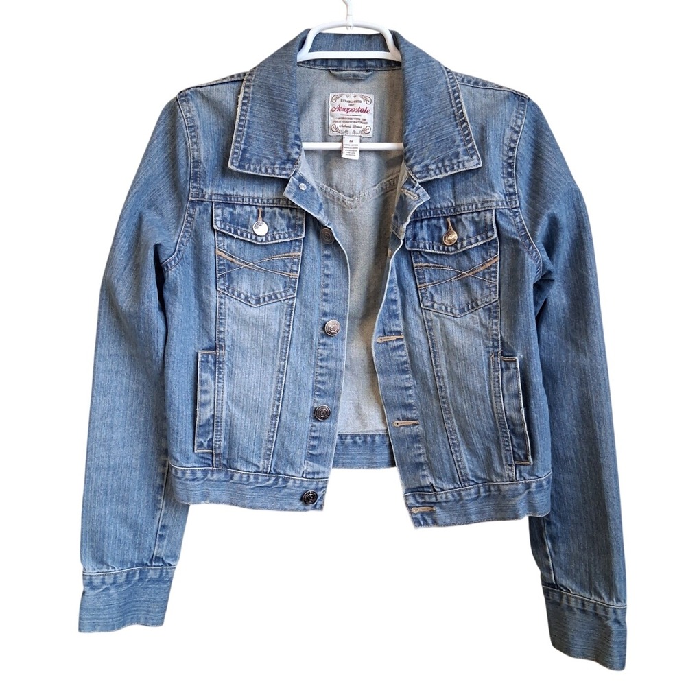 Y2K Aeropostale Cropped Denim Jacket‎ Wmns Medium Retro EUC
